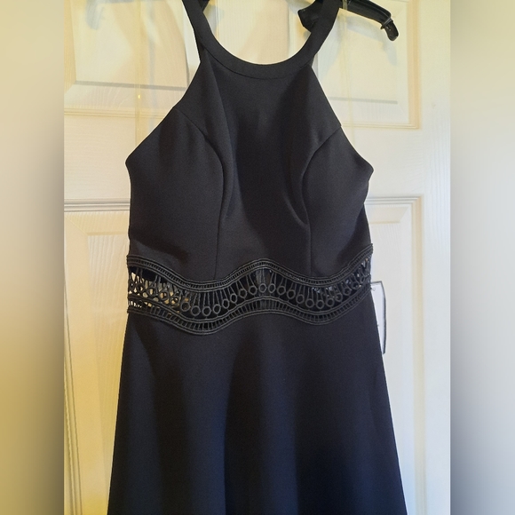 SEQUIN HEARTS Womens Black Stretch Crochet Trim Sleeveless Mini Dress Juniors 9 - Picture 8 of 13